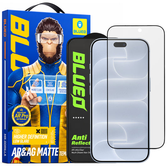 Mat zaščitna folija za zaslon Blueo Anti Reflective HD za Apple iPhone 18 Pro, kaljeno steklo, lepilo po celotni površini, črna