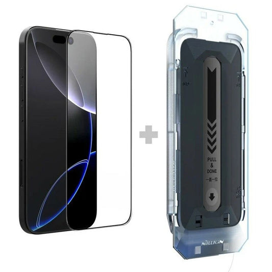 Zaščitna folija za zaslon Nillkin CP+ Pro z aplikatorjem za Apple iPhone 16 Pro Max, kaljeno steklo, polno lepilo, črna