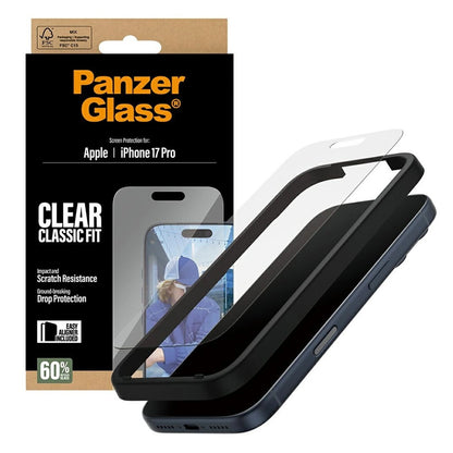 Zaščitna folija za zaslon PanzerGlass Classic Fit EasyAligner za Apple iPhone 17 Pro, Kaljeno steklo, Polno lepljenje