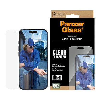 Zaščitna folija za zaslon PanzerGlass Classic Fit EasyAligner za Apple iPhone 17 Pro, Kaljeno steklo, Polno lepljenje