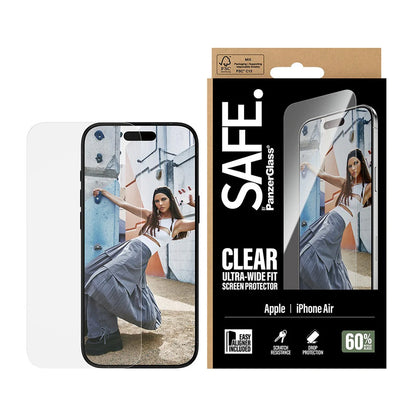 Zaščitna folija za zaslon PanzerGlass Safe. Ultra-Wide Fit EasyAligner za Apple iPhone 17 Air, Kaljeno steklo, Full Glue.
