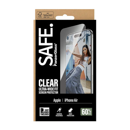 Zaščitna folija za zaslon PanzerGlass Safe. Ultra-Wide Fit EasyAligner za Apple iPhone 17 Air, Kaljeno steklo, Full Glue.