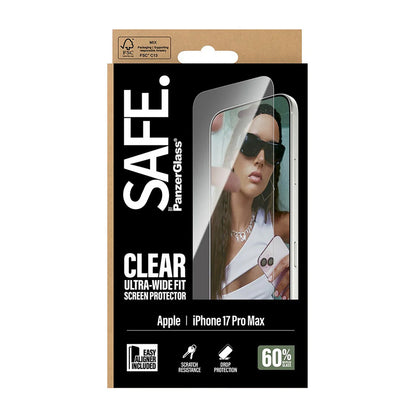 Zaščitna folija za zaslon PanzerGlass Safe. Ultra-Wide Fit EasyAligner za Apple iPhone 17 Pro Max, Kaljeno steklo, Full Glue.