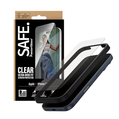 Zaščitna folija za zaslon PanzerGlass Safe. Ultra-Wide Fit EasyAligner za Apple iPhone 17 Pro, Kaljeno steklo, Full Glue.