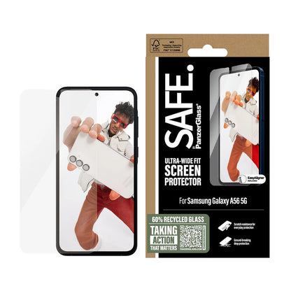 Zaščitna folija za zaslon PanzerGlass Safe. Ultra-Wide Fit EasyAligner za Samsung Galaxy A56 A566, Kaljeno steklo, Polno lepilo
