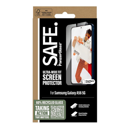 Zaščitna folija za zaslon PanzerGlass Safe. Ultra-Wide Fit EasyAligner za Samsung Galaxy A56 A566, Kaljeno steklo, Polno lepilo