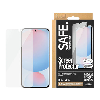 Zaščitna folija za zaslon PanzerGlass Safe. Ultra-Wide Fit EasyAligner za Samsung Galaxy S24 FE S721, Kaljeno steklo, Full Glue
