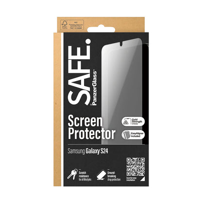 Zaščitna folija za zaslon PanzerGlass Safe. Ultra-Wide Fit EasyAligner za Samsung Galaxy S24 S921, Kaljeno steklo, Full Glue