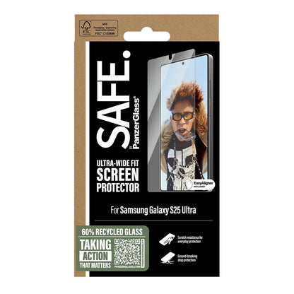 Zaščitna folija za zaslon PanzerGlass Safe. Ultra-Wide Fit EasyAligner za Samsung Galaxy S25 Ultra S938, Kaljeno steklo, Polno lepljenje.