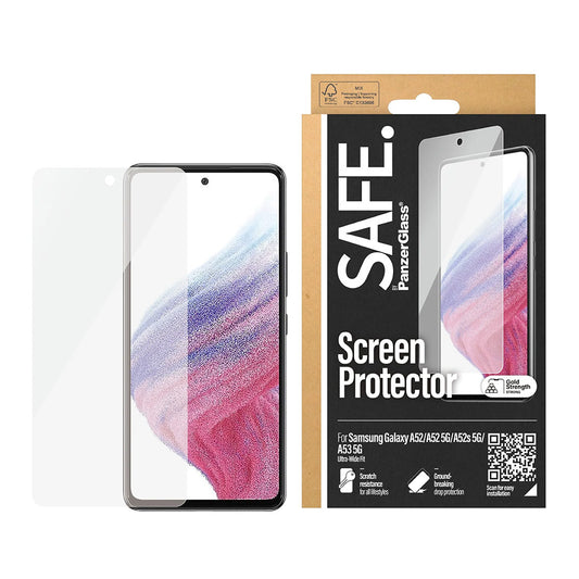 Zaščitna folija za zaslon PanzerGlass Safe. Ultra-Wide Fit za Samsung Galaxy A53 5G A536 / A52s 5G A528 / A52 5G A526, Kaljeno steklo, Polno lepljenje.