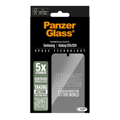 Zaščitna folija za zaslon PanzerGlass Ultra-Wide Ceramic EasyAligner za Samsung Galaxy S25 S931 / S24 S921, Kaljeno steklo, Polno lepljenje