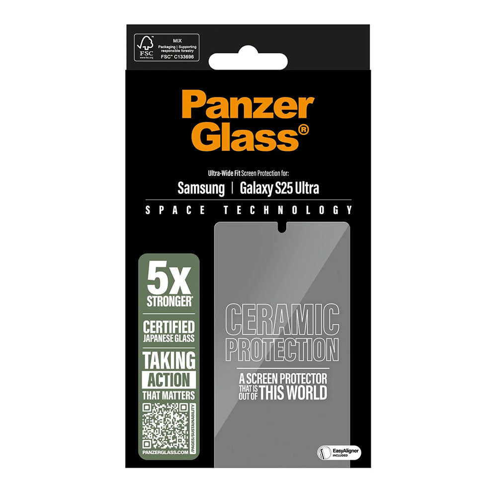 Zaščitna folija za zaslon PanzerGlass Ultra-Wide Ceramic EasyAligner za Samsung Galaxy S25 Ultra S938, Kaljeno steklo, Polno lepljenje
