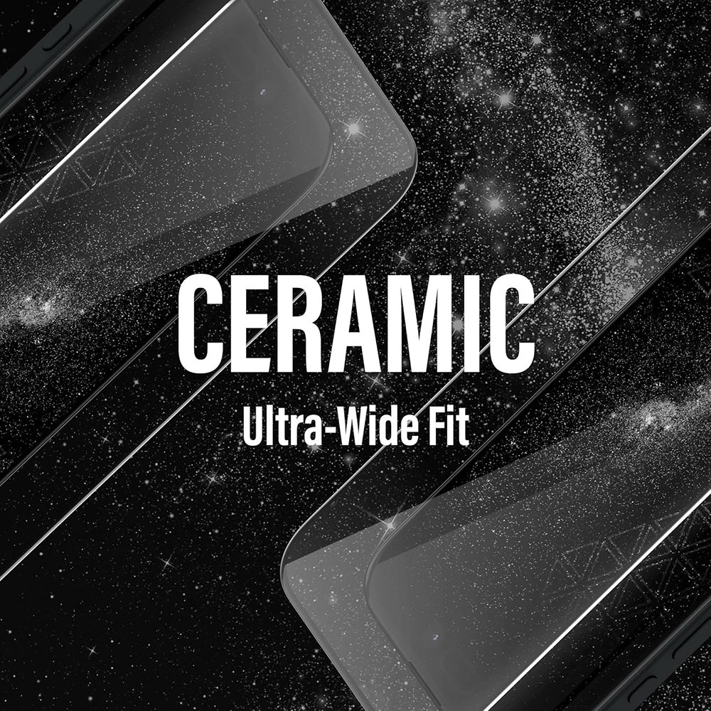 Zaščitna folija za zaslon PanzerGlass Ultra-Wide Ceramic II EasyAligner za Apple iPhone 17 / 16 Pro, Kaljeno steklo, Polno lepilo, Črna