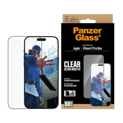 Zaščitna folija za zaslon PanzerGlass Ultra-Wide Fit EasyAligner za Apple iPhone 17 Pro Max, Kaljeno steklo, Polno lepljenje, Črna