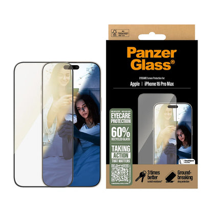 Zaščitna folija za zaslon PanzerGlass Ultra-Wide Fit EyeCare za Apple iPhone 16 Pro Max, Kaljeno steklo, Polno lepljenje, Črna