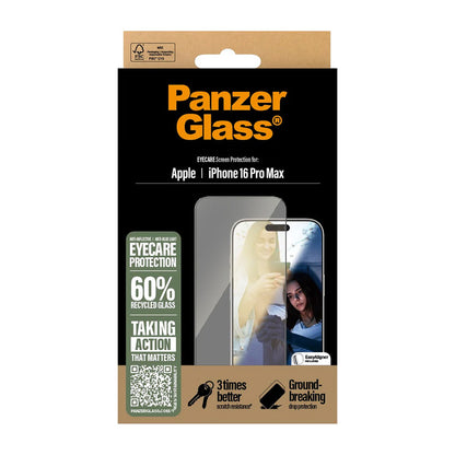Zaščitna folija za zaslon PanzerGlass Ultra-Wide Fit EyeCare za Apple iPhone 16 Pro Max, Kaljeno steklo, Polno lepljenje, Črna