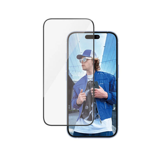 Zaščitna folija za zaslon PanzerGlass Ultra-Wide Fit za Apple iPhone 16 / 15, Kaljeno steklo, Polno lepljenje, Črna