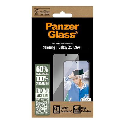 Zaščitna folija za zaslon PanzerGlass Ultra-Wide Fit za Samsung Galaxy S25+ S936 / S24+ S926, Kaljeno steklo, Polno lepljenje