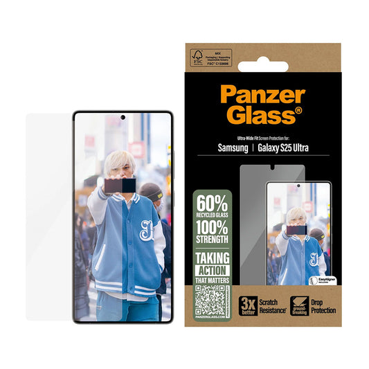 Zaščitna folija za zaslon PanzerGlass Ultra-Wide Fit za Samsung Galaxy S25 Ultra S938, Kaljeno steklo, Polno lepljenje