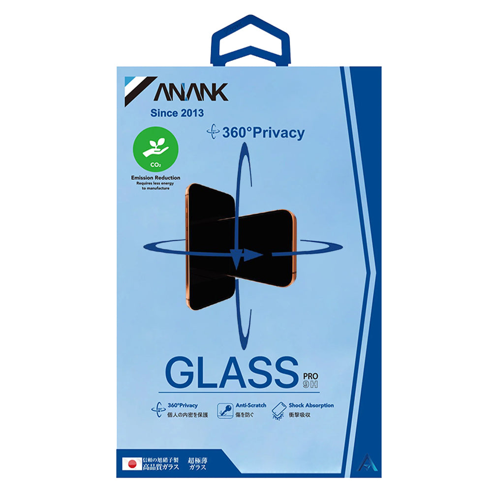 Zaščitna folija zaslona Privacy Anank 1X Reinforced 360 za Apple iPhone 14 Pro, varnostno steklo, polno lepilo, 2.5D