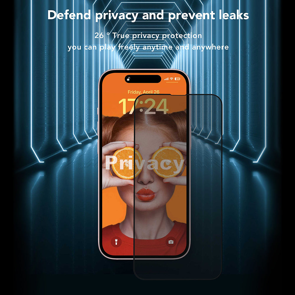 Zaščitna folija zaslona Privacy Anank 2X ojačana za Apple iPhone 16 Pro Max, varnostno steklo, polno lepilo, 2.5D