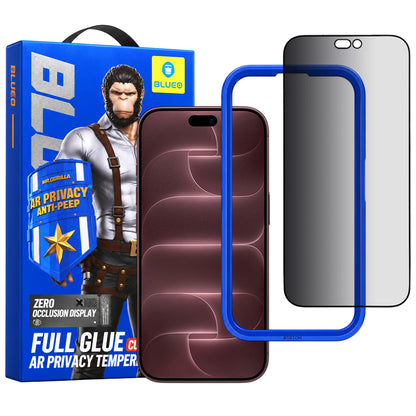 Zaščitna folija za zaslon Privacy Blueo Anti Peep AR za Apple iPhone 18 Pro Max, kaljeno steklo, Full Glue, 3D