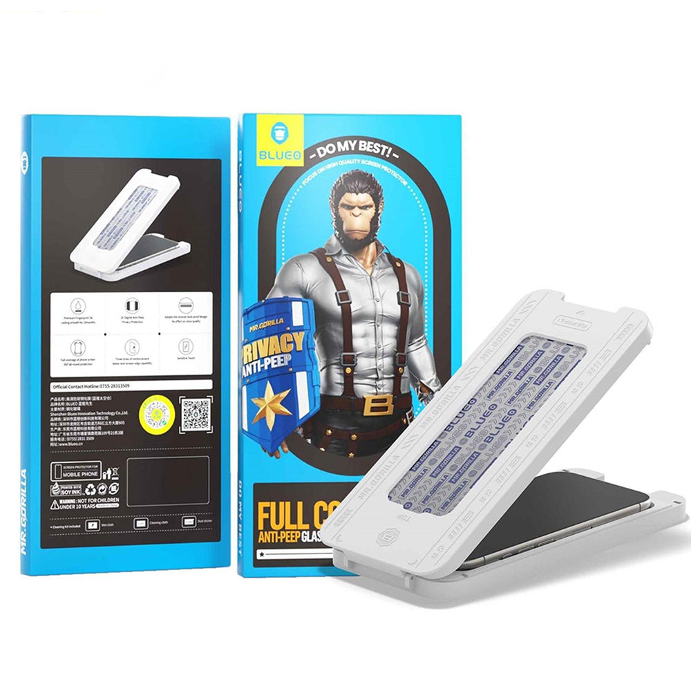 Zaščitna folija za zaslon Privacy Blueo Anti-Peep za Apple iPhone 17 Pro Max / 16 Pro Max, Kaljeno steklo, Polno lepljenje, Set 5 kosov