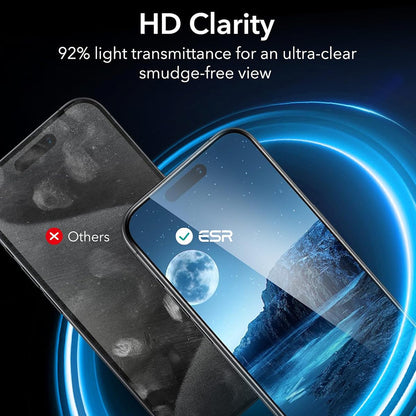 Zaščitna folija Ecran Privacy ESR za Apple iPhone 17 Pro Max, Kaljeno steklo, Polno lepljenje, Komplet 3 kosi