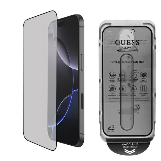 Zaščitna folija za zaslon Privacy Guess za Apple iPhone 16 Pro, Kaljeno steklo, Full Glue, 2.5D, GUTGP16LBOKGCIP