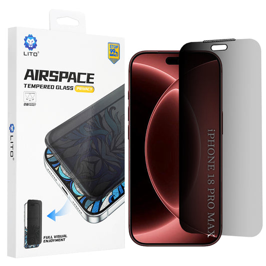 Zaščitna folija zaslona Privacy Lito Airspace Border za Apple iPhone 18 Pro Max, kaljeno steklo, polno lepilo