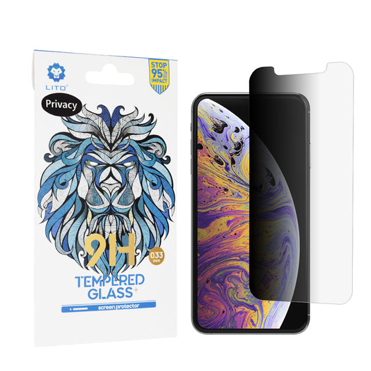 Zaščitna folija zaslona Privacy Lito Classic za Apple iPhone 11 Pro Max / XS Max, kaljeno steklo, polno lepilo, 2.5D