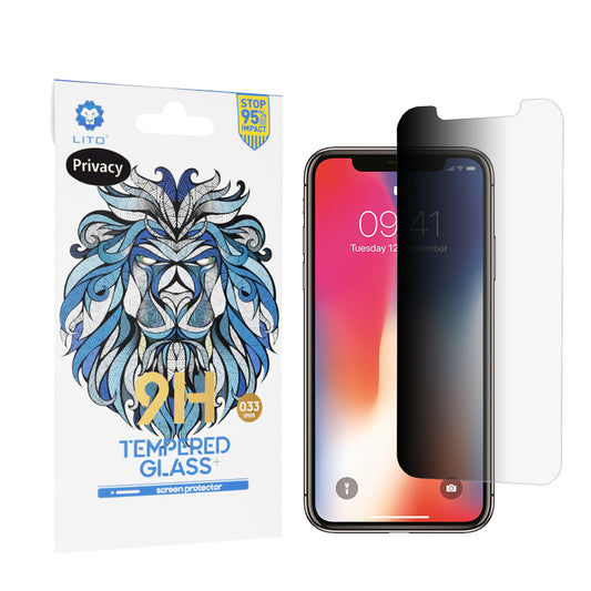 Zaščitna folija zaslona Privacy Lito Classic za Apple iPhone 11 Pro / XS / X, kaljeno steklo, polno lepilo, 2.5D