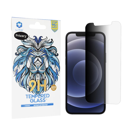 Zaščitna folija zaslona Privacy Lito Classic za Apple iPhone 12 / 12 Pro, kaljeno steklo, polno lepilo, 2.5D