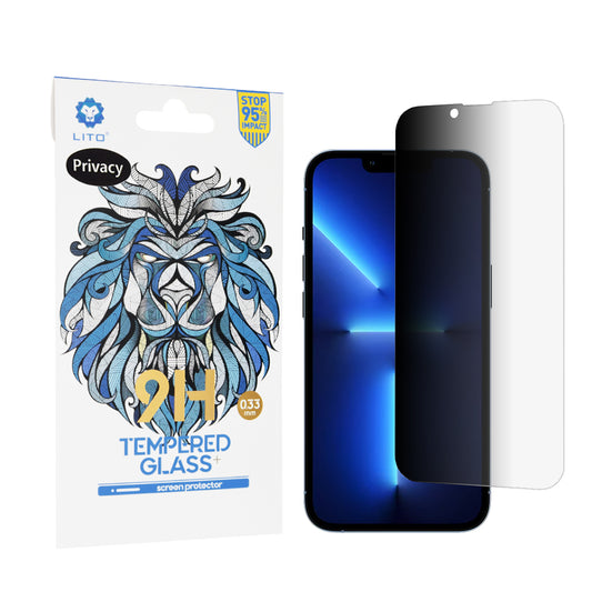 Zaščitna folija zaslona Privacy Lito Classic za Apple iPhone 14 Plus / 13 Pro Max, kaljeno steklo, polno lepilo, 2.5D