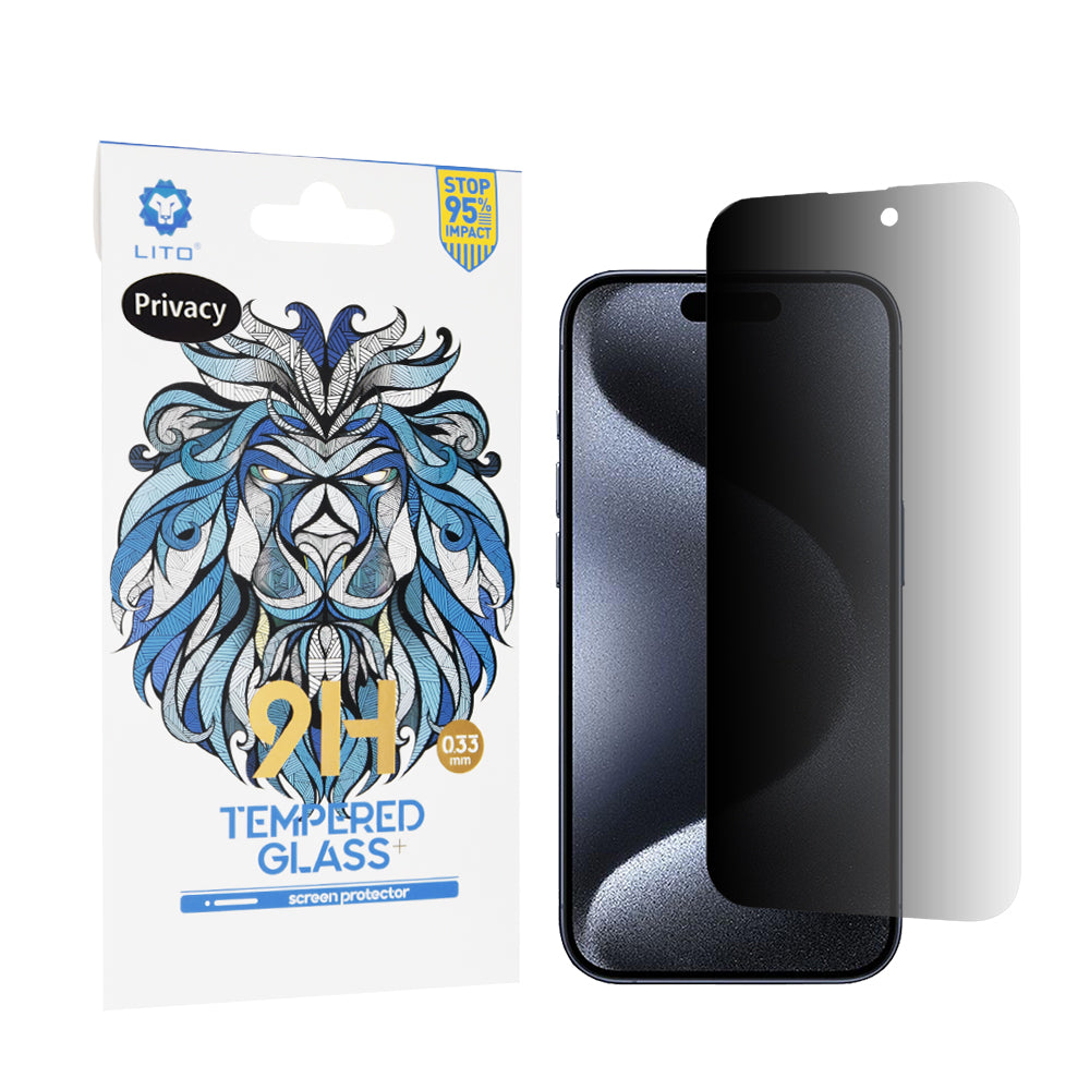 Zaščitna folija zaslona Privacy Lito Classic za Apple iPhone 15 Pro, kaljeno steklo, polno lepilo, 2.5D