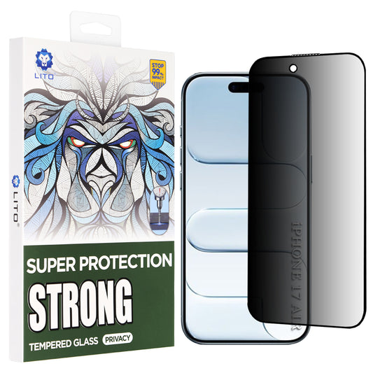 Zaščitna folija za zasebnost zaslona Lito D+ Max Strong za Apple iPhone 17 Air, Kaljeno steklo, Polno lepilo
