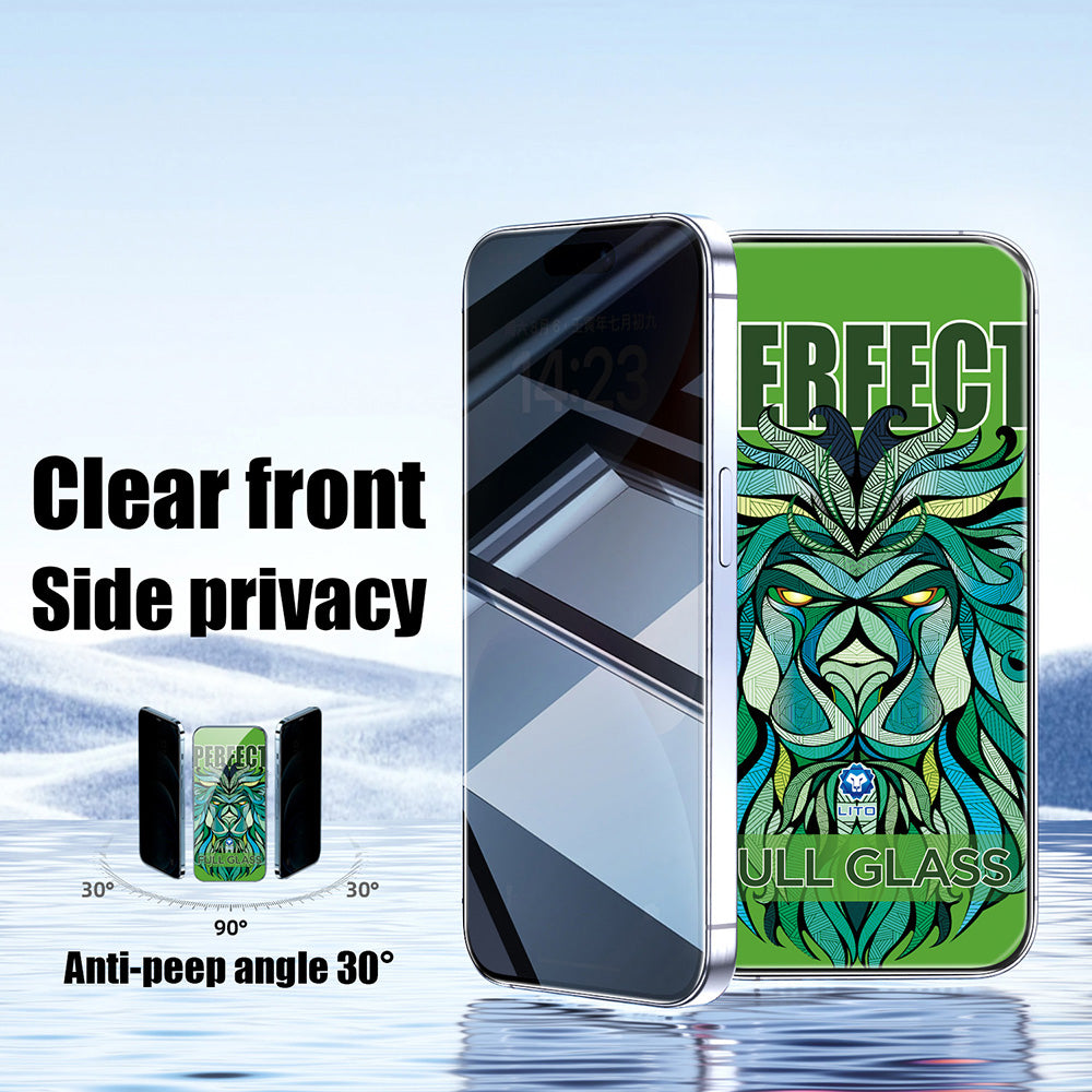 Zaščitna folija za zasebnost zaslona Lito D+ Max Strong za Apple iPhone 17 Pro, Kaljeno steklo, Polno lepilo