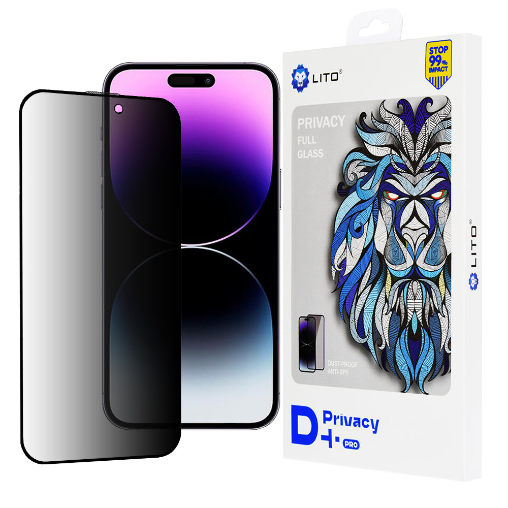 Zaščitna folija zaslona Privacy Lito D+ Pro za Apple iPhone 14 Pro Max, kaljeno steklo, polno lepilo