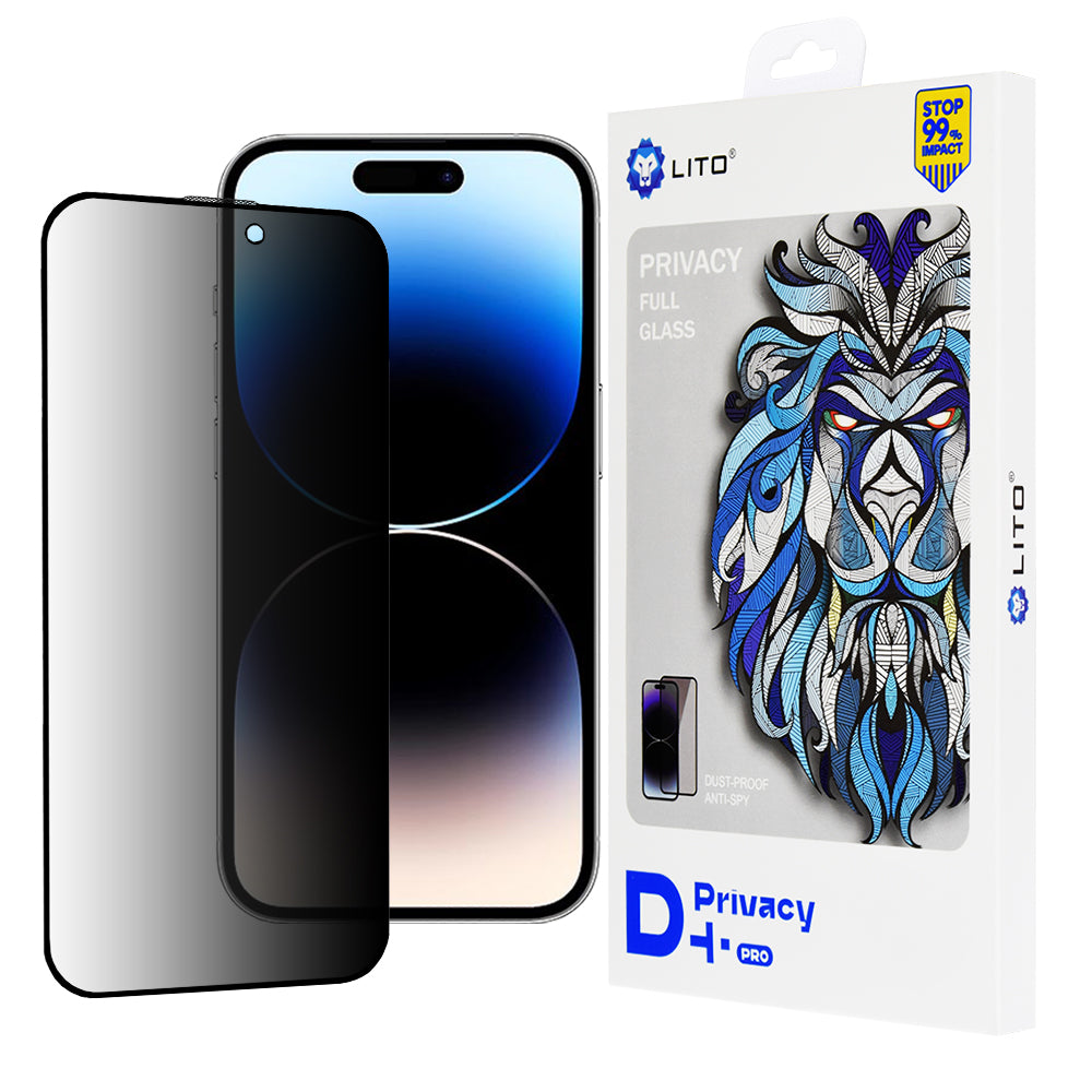 Zaščitna folija zaslona Privacy Lito D+ Pro za Apple iPhone 14 Pro, kaljeno steklo, polno lepilo