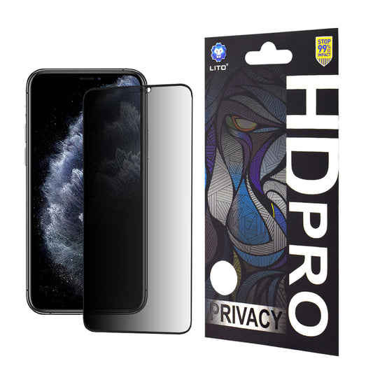 Zaščitna folija zaslona Privacy Lito HD Pro za Apple iPhone 11 Pro Max / XS Max, kaljeno steklo, polno lepilo