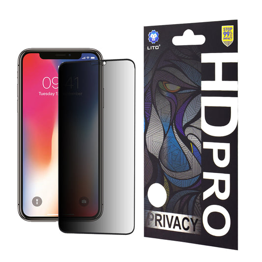 Zaščitna folija zaslona Privacy Lito HD Pro za Apple iPhone 11 Pro / XS / X, kaljeno steklo, polno lepilo