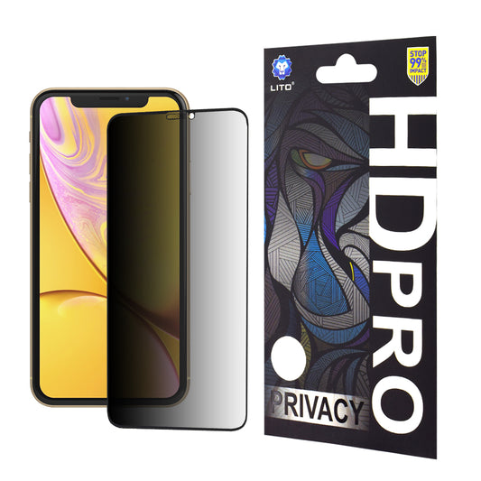 Zaščitna folija za zaslon Privacy Lito HD Pro za Apple iPhone 11 / XR, kaljeno steklo, polno lepilo
