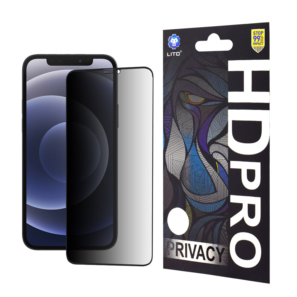 Zaščitna folija zaslona Privacy Lito HD Pro za Apple iPhone 12 / 12 Pro, kaljeno steklo, polno lepilo