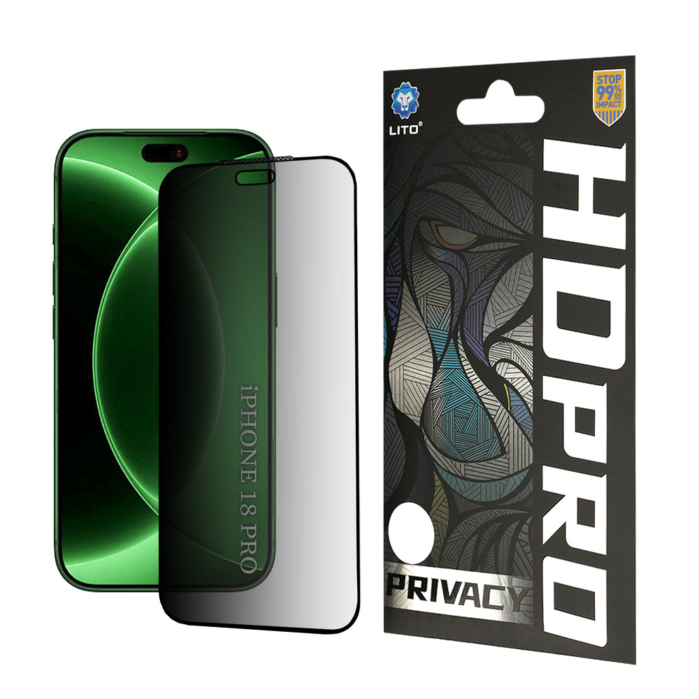 Privacy Screen Protector Lito HD Pro for Apple iPhone 18 Pro, Tempered Glass, Full Glue