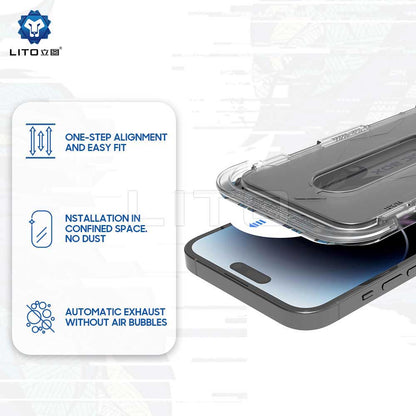 Privacy Screen Protector Lito Magic Glass Box D+ Tools for Apple iPhone 15, Tempered Glass, Full Glue