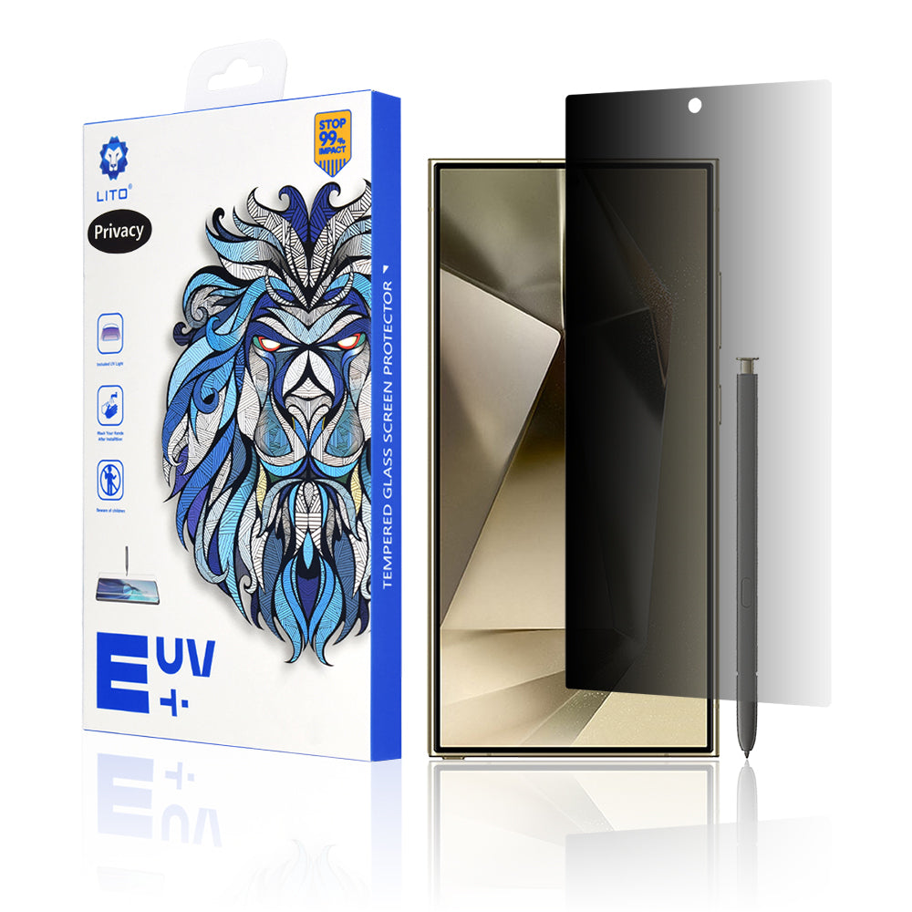 Zaščitna folija za zaslon Privacy Lito za Samsung Galaxy S24 Ultra S928, kaljeno steklo, UV lepilo, 3D