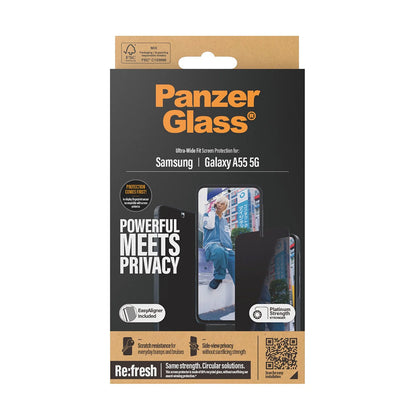 Zaščitna folija za zaslon Privacy PanzerGlass Ultra-Wide Fit za Samsung Galaxy A55 5G A556, Kaljeno steklo, Polno lepljenje
