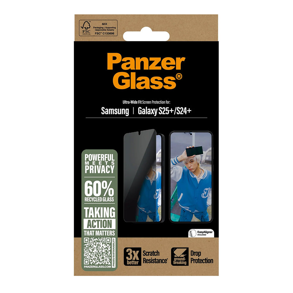 Zaščitna folija za zaslon Privacy PanzerGlass Ultra-Wide Fit za Samsung Galaxy S25+ S936 / S24+ S926, Kaljeno steklo, Polno lepljenje