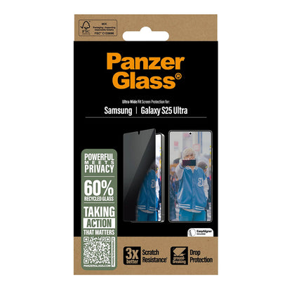 Zaščitna folija za zaslon Privacy PanzerGlass Ultra-Wide Fit za Samsung Galaxy S25 Ultra S938, Kaljeno steklo, Polno lepljenje