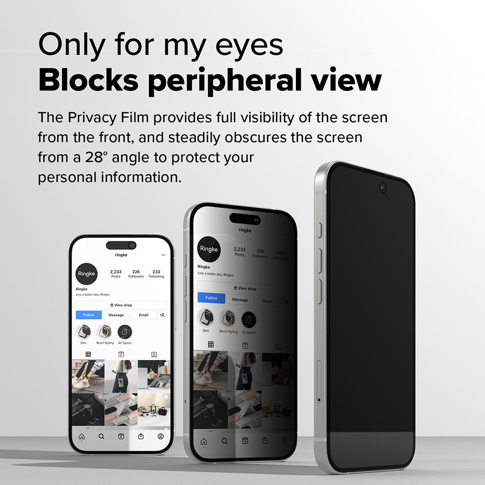 Zaščitna folija za zaslon Privacy Ringke Easy Slide za Apple iPhone 16 Plus / 15 Plus, Kaljeno steklo, Polno lepljenje, Komplet 2 kosa